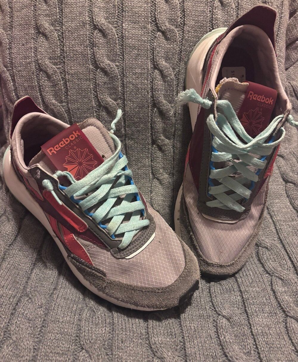 Reebok Classic Leather Legacy "Shark Burgundy" Retro Sneakers – Grey/Red/Mint